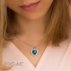 نیم ست نقره قلب کوبیک QP-1310-a