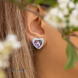 نیم ست نقره قلب کوبیک QP-1310-a