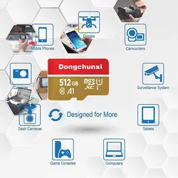 کارت حافظه Micro SD 512 گیگابایت، کارت حافظه با آداپتور، MicroSDXC UHS-I - 100MB/s، U1، Class10، ویدیوی فول اچ دی، A1، کارت فلش TF MicroSD 512 گیگابایت