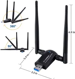 آداپتور بی‌سیم وای‌فای USB Ac 1200 مگابیت بر ثانیه، دانگل وای‌فای شبکه بی‌سیم USB 3.0