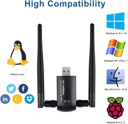 آداپتور بی‌سیم وای‌فای USB Ac 1200 مگابیت بر ثانیه، دانگل وای‌فای شبکه بی‌سیم USB 3.0