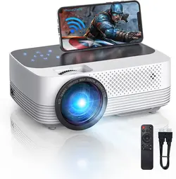 پروژکتور VicTsing Mini Wifi ، پروژکتورهای قابل حمل 1080P با صفحه لمسی و بلندگوهای دوگانه ، مناسب برای دستگاه های خانگی و فضای باز iOS/Android