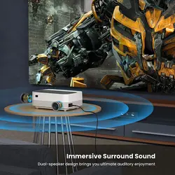 پروژکتور VicTsing Mini Wifi ، پروژکتورهای قابل حمل 1080P با صفحه لمسی و بلندگوهای دوگانه ، مناسب برای دستگاه های خانگی و فضای باز iOS/Android