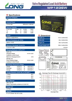 باتری ۱۲ ولت 9 آمپر لانگ مدل 12V -9AH قیمت LONG 12V-9Ah UPS Battery