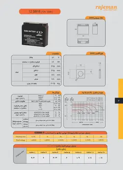 باتری ۱۲ ولت ۱۸ آمپر صبا باتری