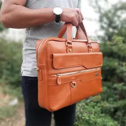 کیف اداری چرم طبیعی اداری زیپی دورو بیورا مدل eez2