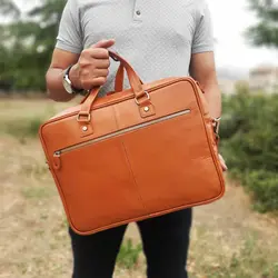 کیف اداری چرم طبیعی اداری زیپی دورو بیورا مدل eez2
