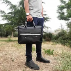 کیف اداری چرم طبیعی اداری زیپی دورو بیورا مدل eez2