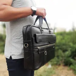 کیف اداری چرم طبیعی اداری زیپی دورو بیورا مدل eez2