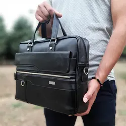 کیف اداری چرم طبیعی اداری زیپی دورو بیورا مدل eez2