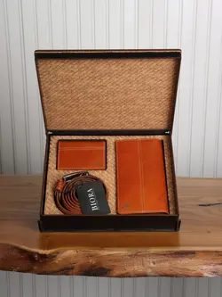 ست هدیه مردانه بیورا مدل چرم طبیعی کد acc34