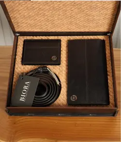 ست هدیه مردانه بیورا مدل چرم طبیعی کد acc34