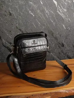 کیف دوشی مردانه چرم طبیعی بیورا سایز متوسط مدل زیپ صاف dbb87