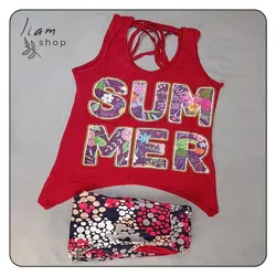 ست تاپ و شلوارک بنددار فانتزی summer