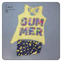 ست تاپ و شلوارک بنددار فانتزی summer