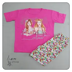 ست تیشرت و شلوار طرح دخترانه