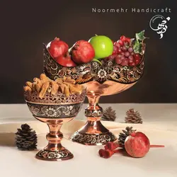 ست کشکول و آجیل خوری حکاکی الماس تراش آب نقره