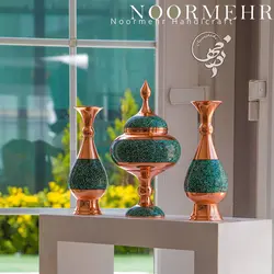 ست گلدان صراحی و شکلات خوری فیروزه کوبی برند نورمهر