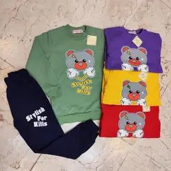 بلوز شلوار اسپرت طرح خرس - عمده فروشی لباس بچه‌گانه اکوبازار