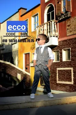 ژیله شلوار پسرانه طوسی فاستونی - عمده فروشی لباس بچه‌گانه اکوبازار