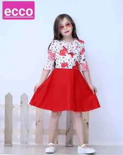 پیراهن دامن حریر گلدار سرهمی - عمده فروشی لباس بچه‌گانه اکوبازار