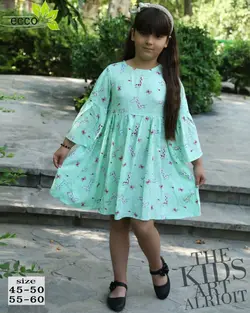 پیراهن نخی عروسکی دخترانه - عمده فروشی لباس بچه‌گانه اکوبازار