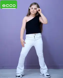 خرید عمده شلوار لی دمپا ریش دخترانه سفید