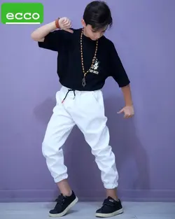 فروش عمده شلوار لی اسپرت سفید بچه گانه مدل دور کش مچ کش