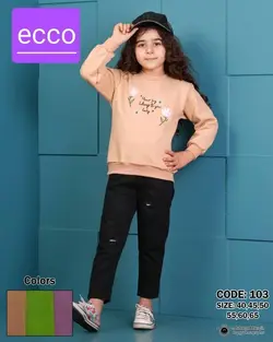 فروش عمده بلوز اسپرت بچه گانه داخل کرکی مدل چاپ متن و گل