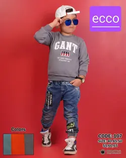 خرید عمده بلوز اسپرت بچه گانه داخل کرکی مدل Gant USA