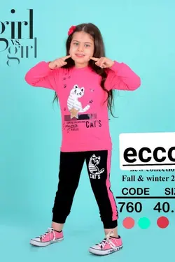 بلوز شلوار دخترانه مدل white cat - عمده فروشی لباس بچه‌گانه اکوبازار