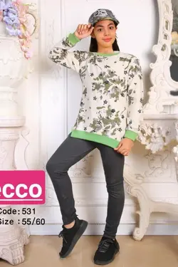 بلوز شلوار دخترانه گلدار کد 531 - عمده فروشی لباس بچه‌گانه اکوبازار