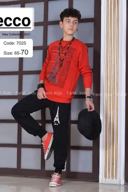 بلوز شلوار پسرانه طرح با ایفل کد 7025 - عمده فروشی لباس بچه‌گانه اکوبازار