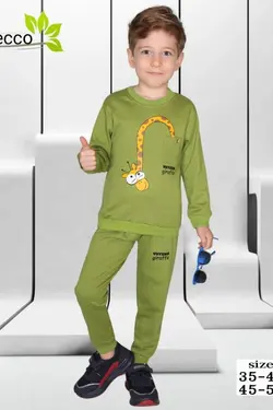 بلوز شلوار پسرانه پنبه دورو مدل زرافه - عمده فروشی لباس بچه‌گانه اکوبازار