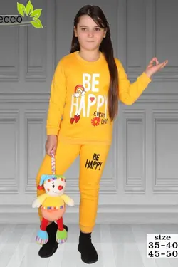 بلوز شلوار پنبه دورو be happy - عمده فروشی لباس بچه‌گانه اکوبازار