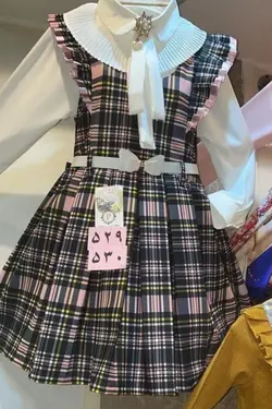 سارافون دوتیکه چهار خانه - عمده فروشی لباس بچه‌گانه اکوبازار