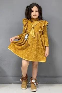 سارافون دخترانه آنغوره کراواتی - عمده فروشی لباس بچه‌گانه اکوبازار