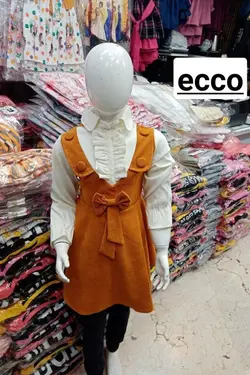 سارافون مخمل کبریتی پاپیون دار - عمده فروشی لباس بچه‌گانه اکوبازار