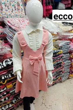 سارافون مخمل کبریتی پاپیون دار - عمده فروشی لباس بچه‌گانه اکوبازار