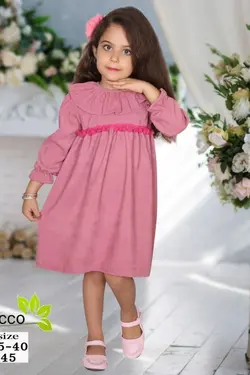 سارافون مخمل کبریتی طرح پوم پوم - عمده فروشی لباس بچه‌گانه اکوبازار