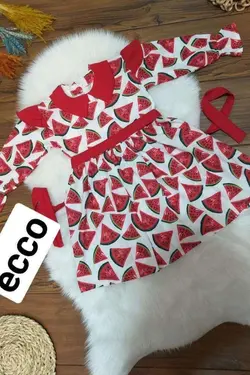 سارافون یلدایی طرح هندوانه - عمده فروشی لباس بچه‌گانه اکوبازار