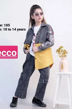 ست مانتو شلوار تیشرت دخترانه کد 105 - عمده فروشی لباس بچه‌گانه اکوبازار