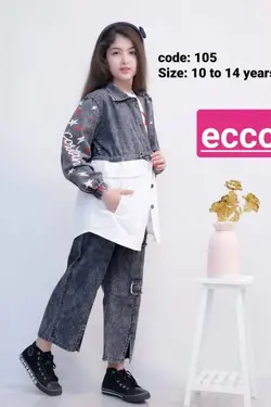 ست مانتو شلوار تیشرت دخترانه کد 105 - عمده فروشی لباس بچه‌گانه اکوبازار