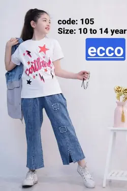 ست مانتو شلوار تیشرت دخترانه کد 105 - عمده فروشی لباس بچه‌گانه اکوبازار