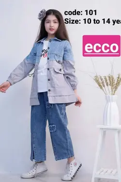 ست مانتو شلوار تیشرت دخترانه کد 101 - عمده فروشی لباس بچه‌گانه اکوبازار