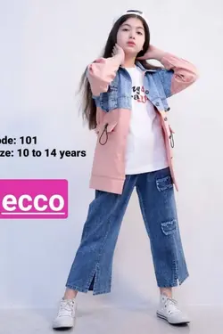 ست مانتو شلوار تیشرت دخترانه کد 101 - عمده فروشی لباس بچه‌گانه اکوبازار