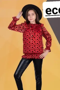 شومیز چیندار طرح قلبی - عمده فروشی لباس بچه‌گانه اکوبازار