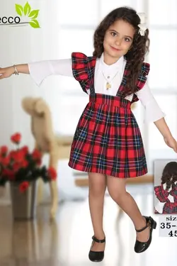 شومیز دامن چهار خانه - عمده فروشی لباس بچه‌گانه اکوبازار