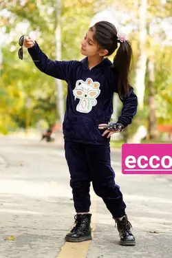 هودی شلوار مخمل دخترانه - عمده فروشی لباس بچه‌گانه اکوبازار