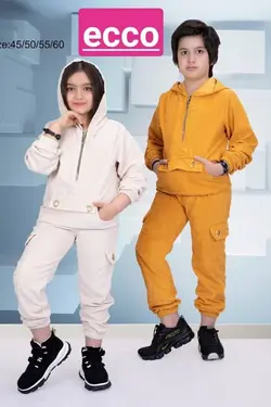 هودی شلوار مخمل کبریتی زیپ دار - عمده فروشی لباس بچه‌گانه اکوبازار